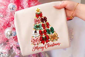 Merry Christmas Bow Tree PNG, a Seasonal Illustration by CrexoraLab