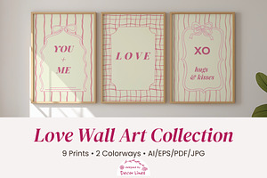 Love Wall Art Printable Set, a Decorative Illustration by Decor Lines