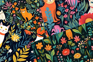 Floral Cat Patterns