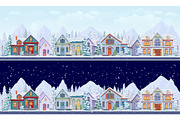 Christmas winter town or village, a Seasonal Illustration by Seavector Studio (Thumbnail 1 of 3)
