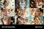 Girl with butterflies. 66 images, a Person Illustration by Handmadefont (Thumbnail 6 of 14)