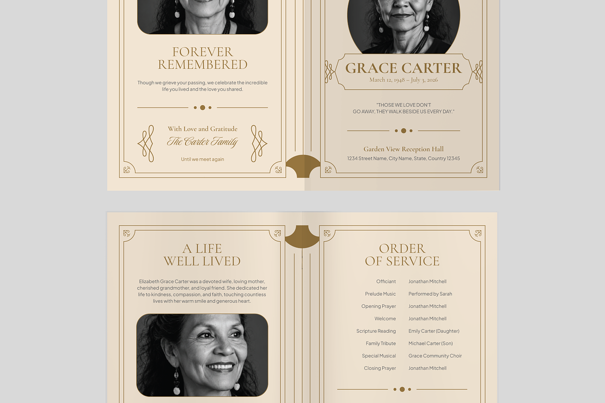 Funeral Program Bifold Brochure, a Brochure Template by Annora Studio (Photo 6 of 6)
