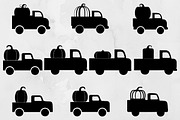 Farm Trucks with Pumpkins Silhouette, a Transportation Illustration by newminddesign (Thumbnail 1 of 3)