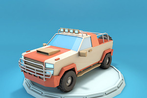 Cartoon Jeep SUV Low Poly 3D Model