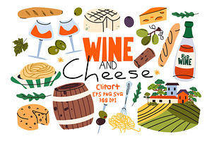 Wine and Cheese Clipart
