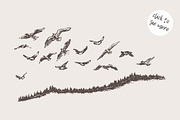 Birds flying over a fir forest, an Illustration by TheMountBirdStudio (Thumbnail 2 of 2)