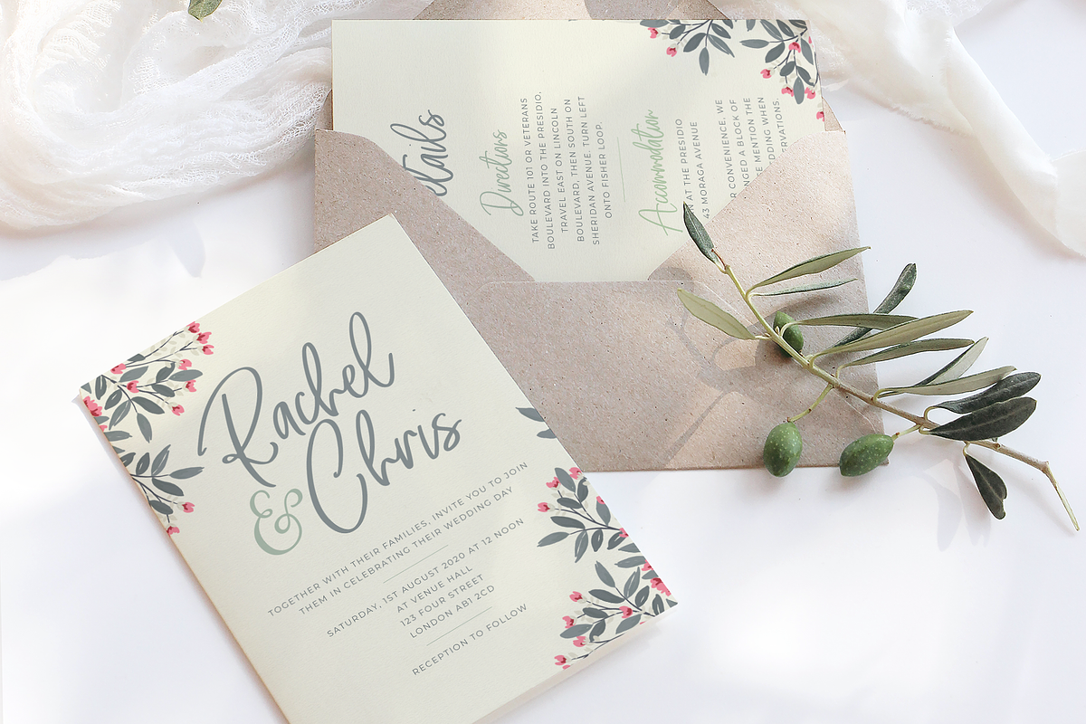 Grey & Pink Wedding Stationery Suite, an Invitation Template by R Whitehurst Design (Photo 1 of 7)