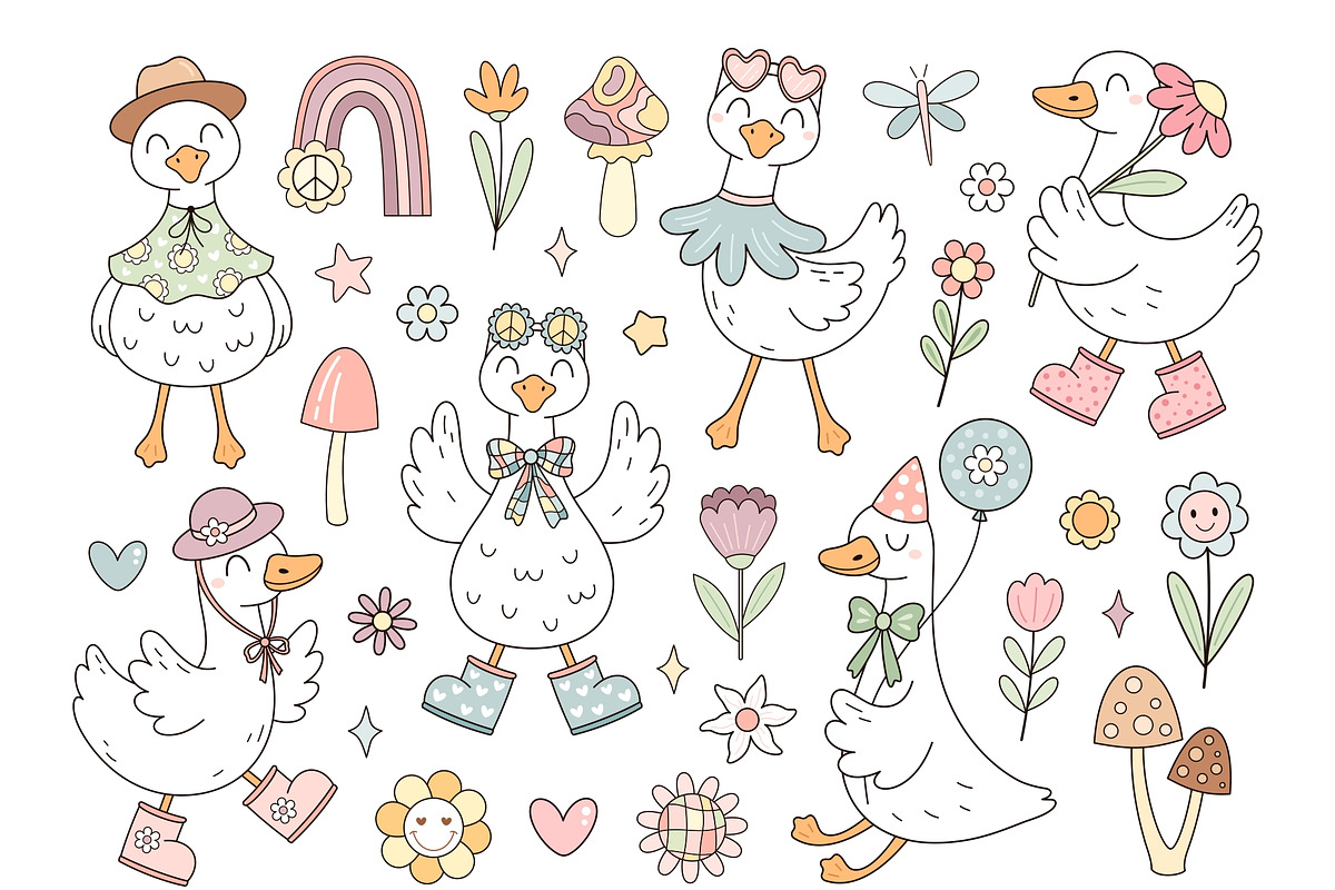Cute Silly Goose Clipart, an Animal Illustration by JulzaArt (Photo 2 of 5)