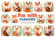 Fox with flowers. TShirt Sticker., an Animal Illustration by KENO Mascots (Thumbnail 1 of 11)