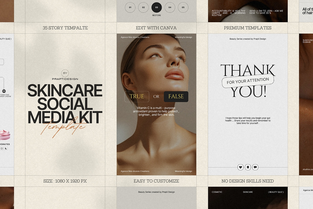 Soft Canva Skincare Story Kit