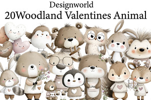 Woodland Valentines Animals, an Illustration by Designworld