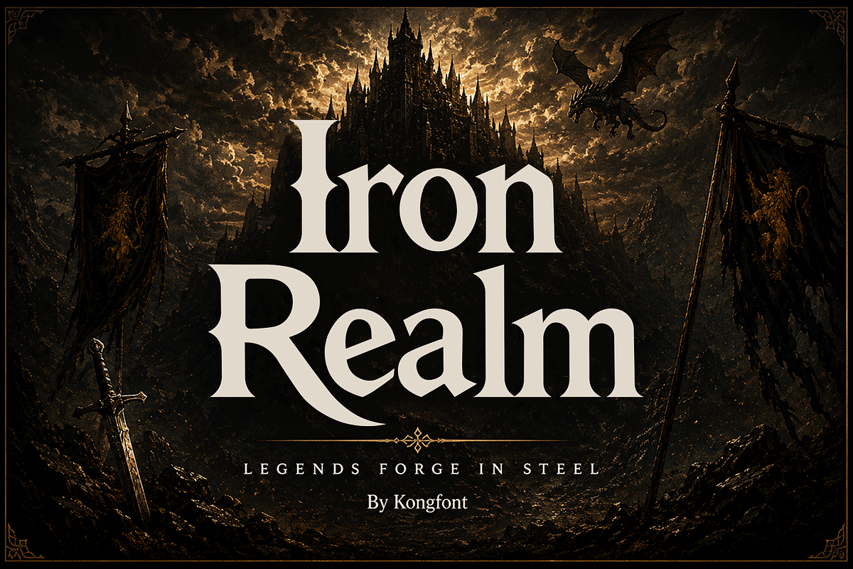 Iron Realm - Medieval Fantasy Font, a Handwritten Font by overlaytemplates (Photo 1 of 5)
