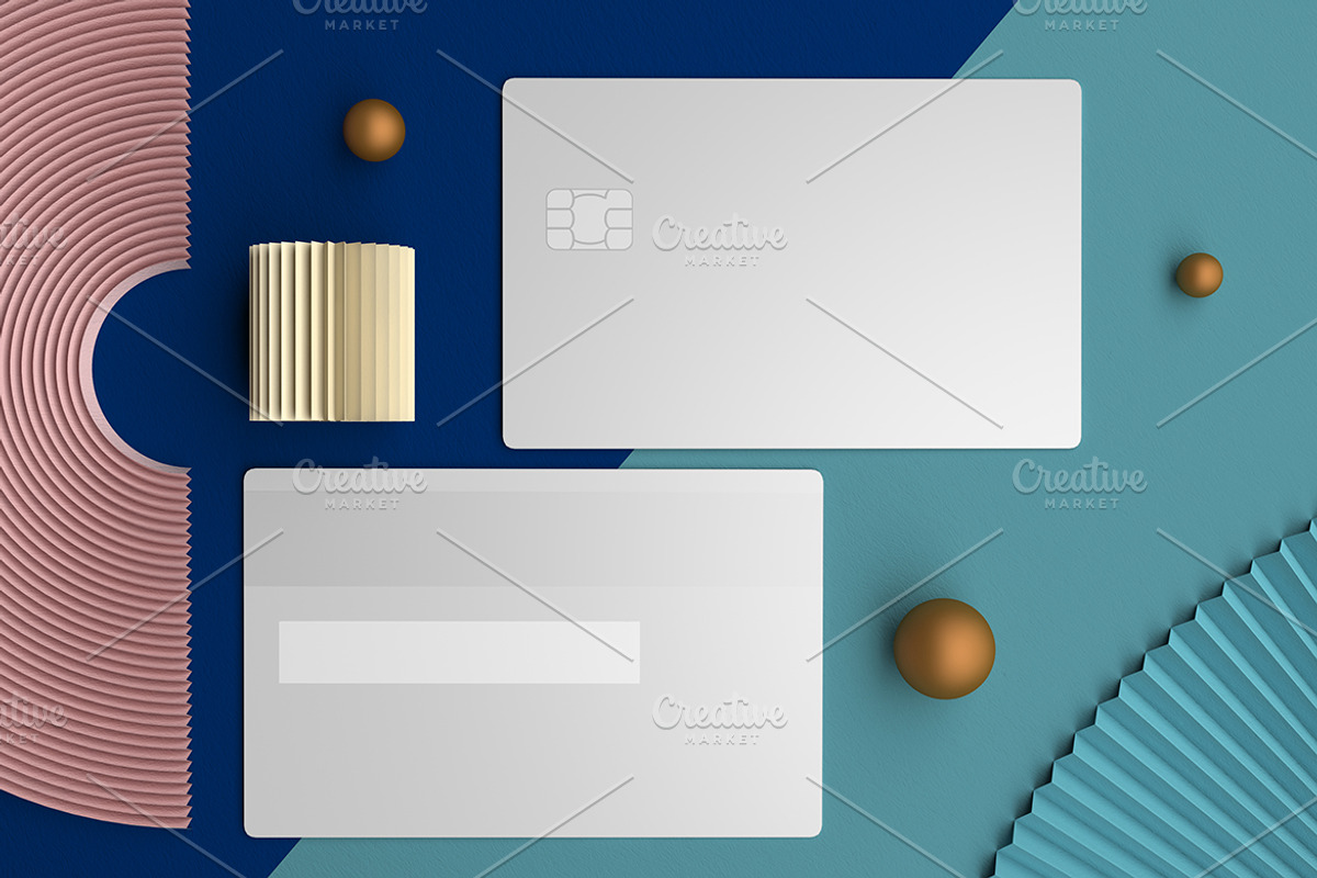 Abstract Credit Card Top View Mockup, an Advertising Mockup by Qaleb Studio (Photo 2 of 2)