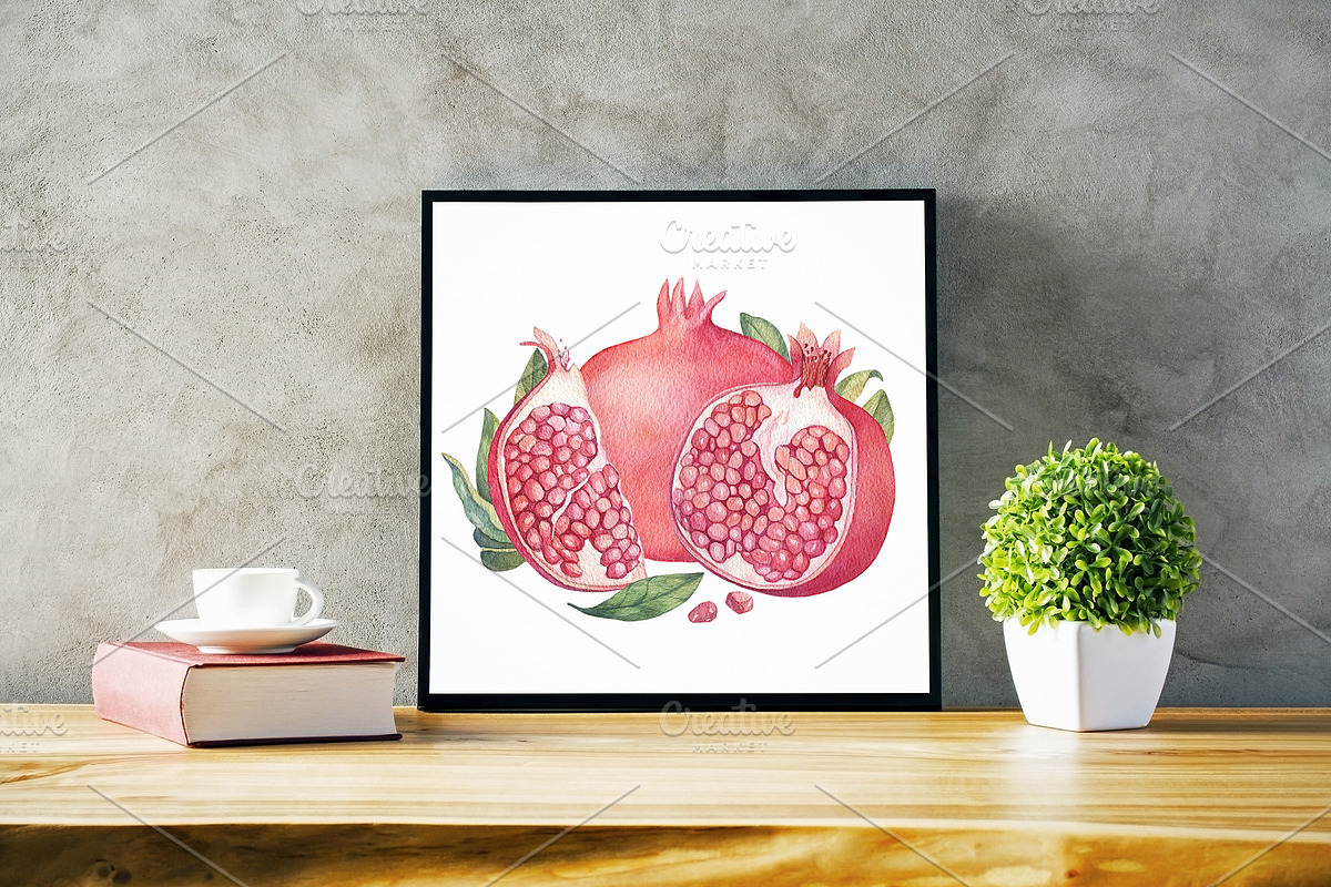 Watercolor Pomegranates, a Decorative Illustration by Irina Diasli (Photo 7 of 7)