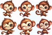 Funny Cheeky Monkeys Clipart, an Illustration by CraftArtStudio (Thumbnail 2 of 6)