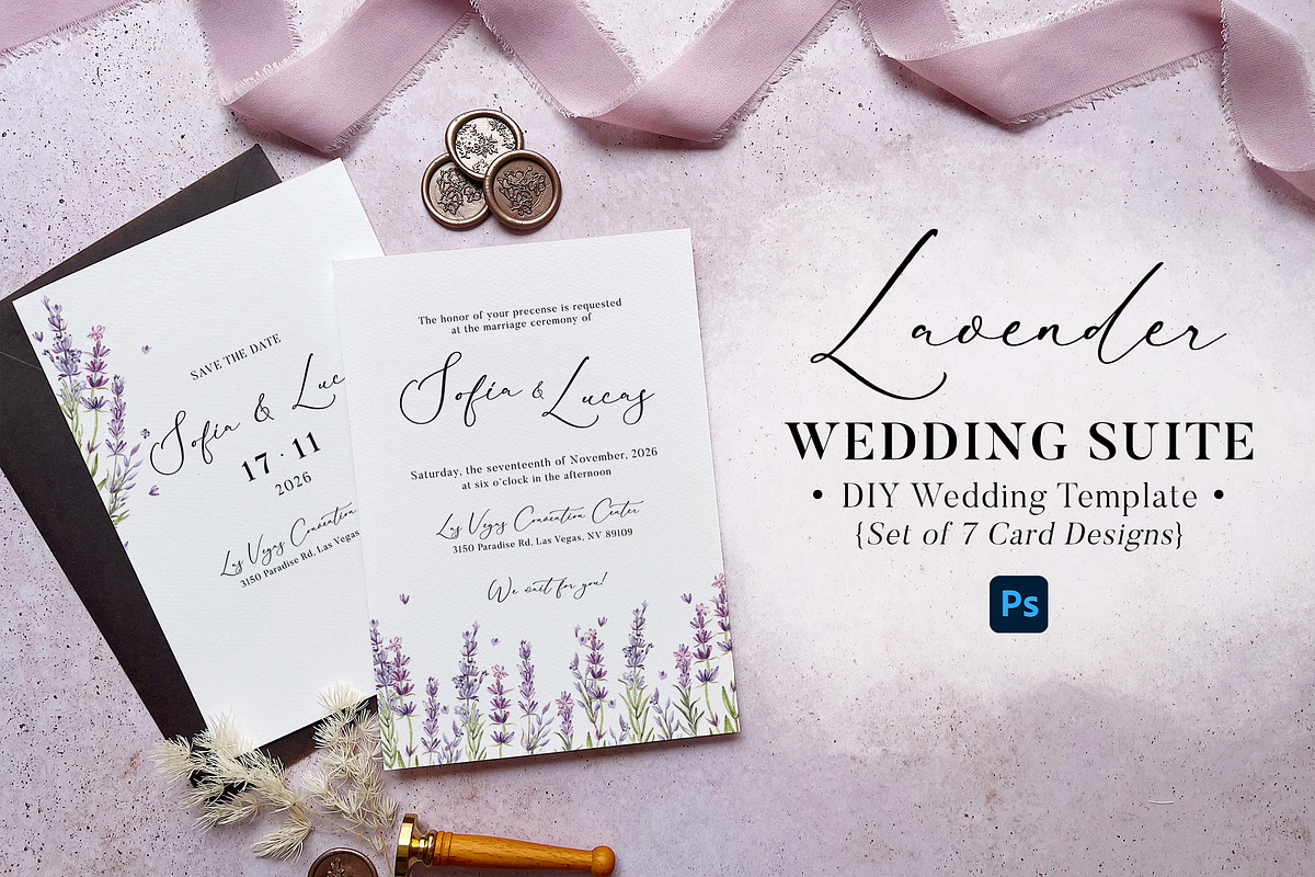 Sweet Lavender Wedding Suite, an Invitation Template by BlueRobinDesignShop (Photo 1 of 5)