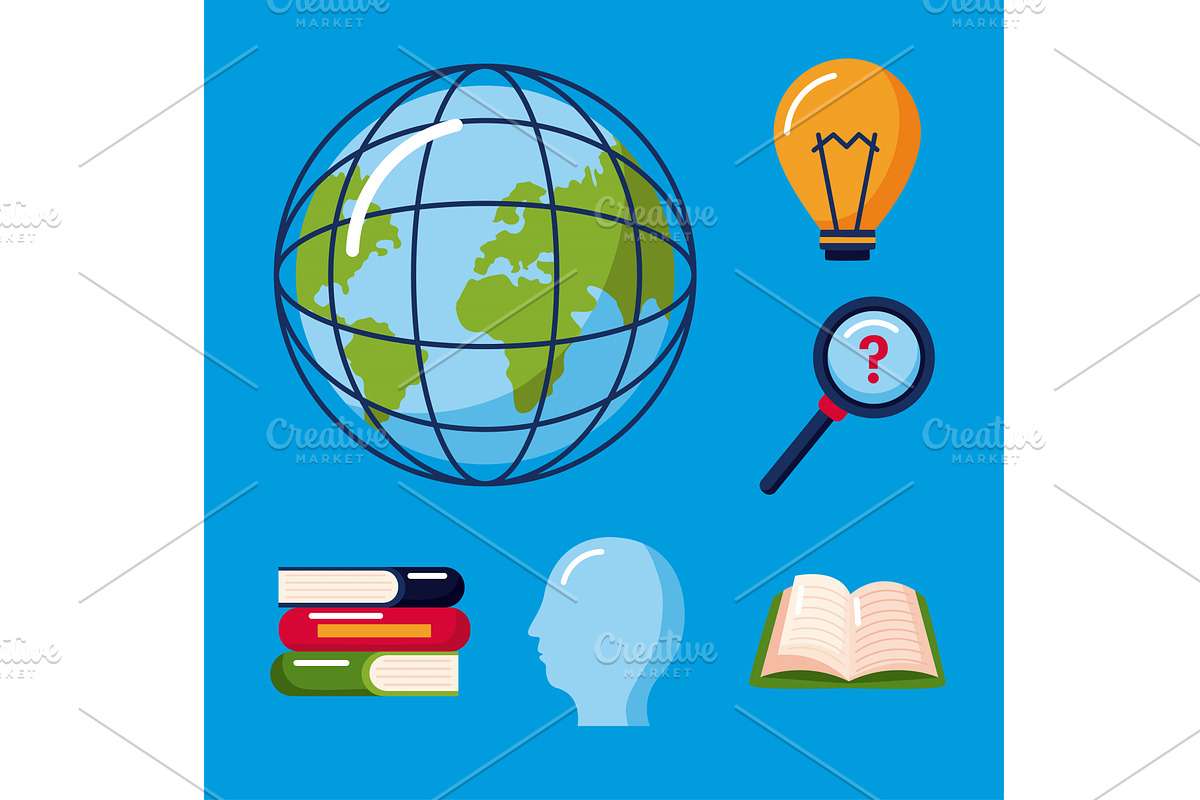 six knowledge management icons, an Object Illustration by studiogstock