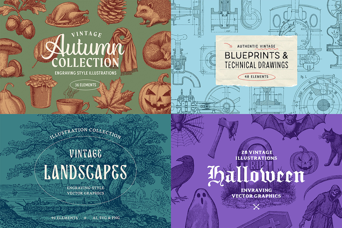 Vintage Illustration Bundle 80% OFF, an Object Graphic by Graphic Goods (Photo 2 of 10)