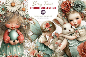 Whimsical Pastel Spring Fairies Png, an Illustration by CreationArt