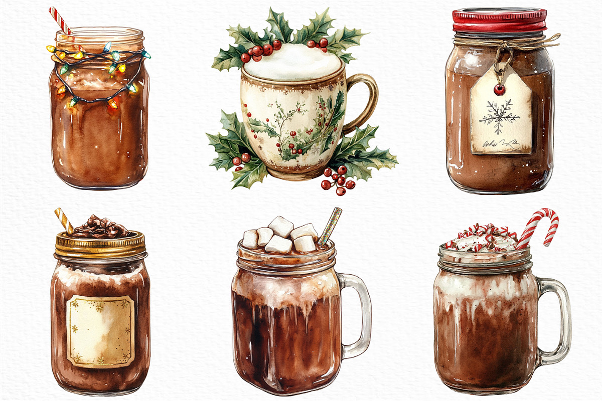 Christmas Hot Cocoa Mason Jar PNG, an Illustration by Craft Nest (Photo 2 of 6)