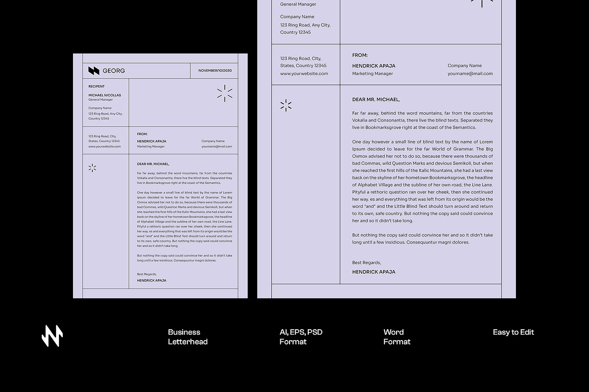 Modern Minimal Letterhead, a Stationery Template by Neermana (Photo 1 of 4)