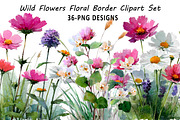 Wild Flowers Floral Border Clipart S, an Illustration by Daily.Designs (Thumbnail 1 of 7)