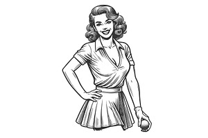 Pin-Up Style Woman Playing Golf, a Sport Illustration by AlexArt