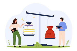 Student Loan Debt Balance Education, an Education Illustration by Flashvector