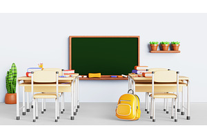 School classroom interior with, an Education Illustration by Marozhkastudio
