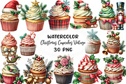 Christmas Cupcakes Vintage Clipart, an Illustration by CraftArtStudio (Thumbnail 1 of 6)