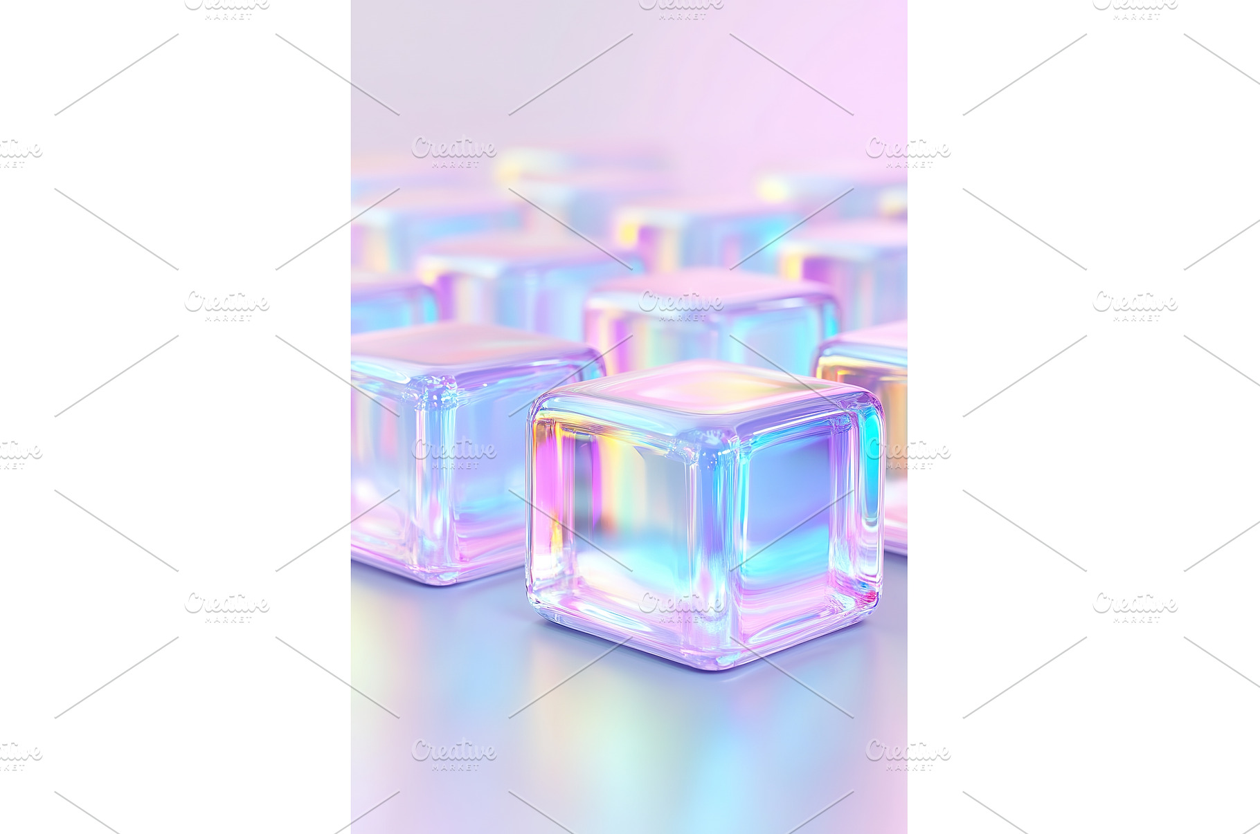 Iridescent glass cubes with pastel, an Abstract Photo by Lermont51
