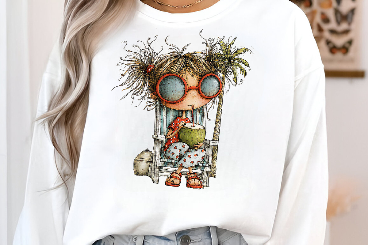 Whimsical Summer Girls Clipart, an Illustration by SinaCreation (Photo 5 of 7)