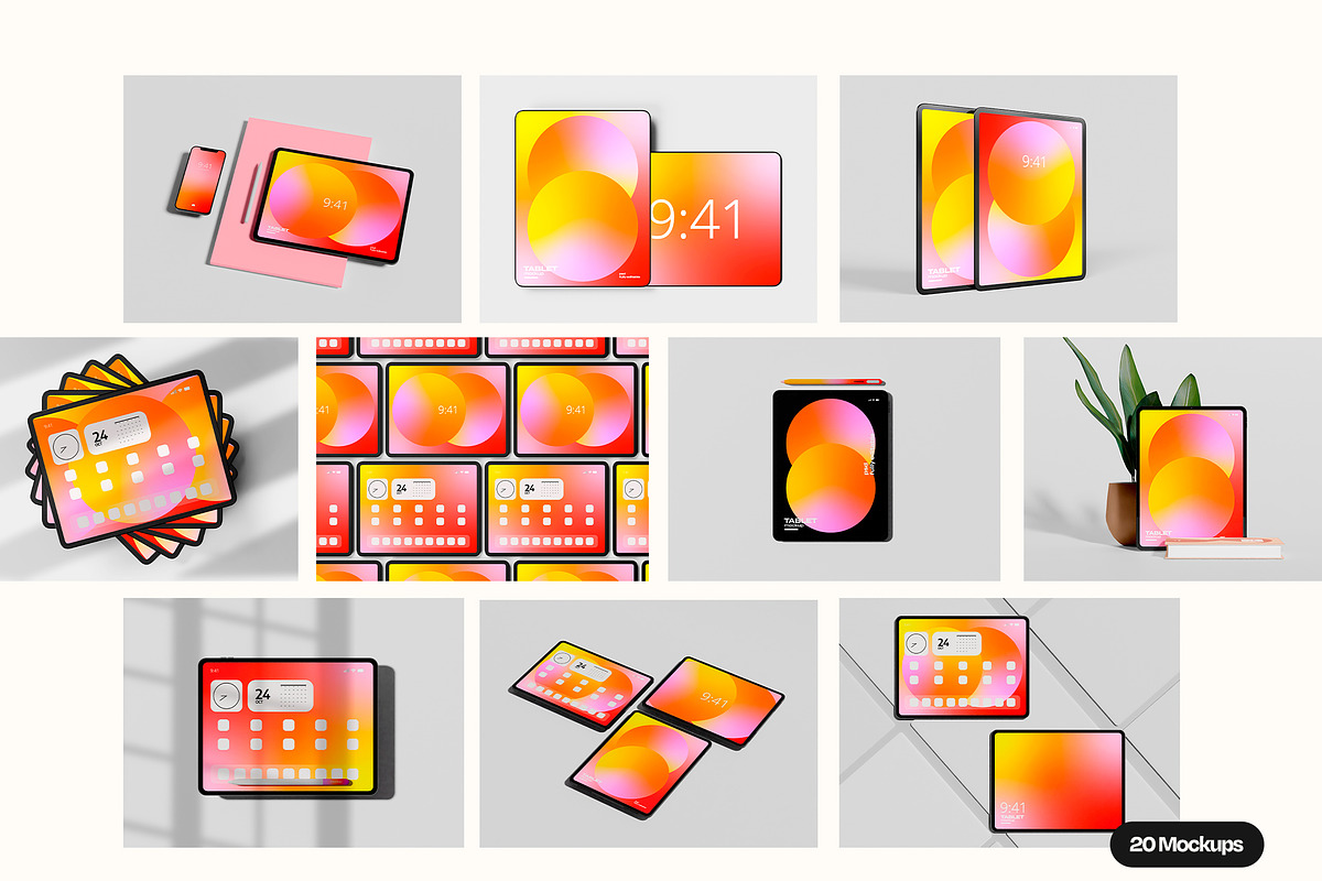 Tablet & Phone Screen Mockup Set, an iPad Mockup by Mego-studio (Photo 2 of 7)