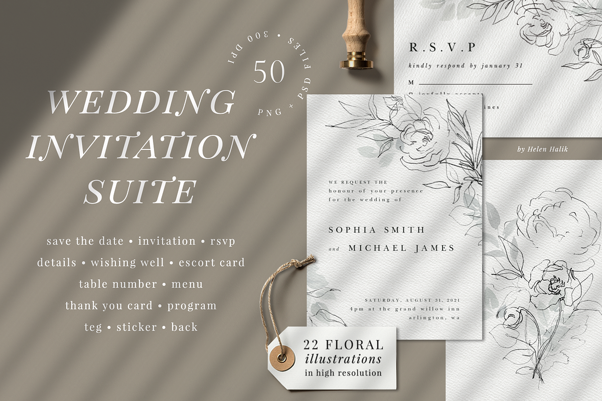 Refinement – wedding set, an Invitation Template by Helen Halik art (Photo 1 of 6)