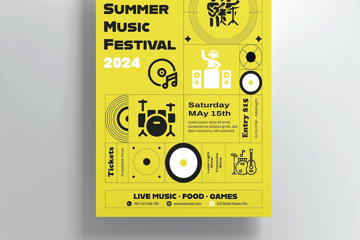 Music Festival Poster Template, a Flyer Template by MightyDesign (Photo 3 of 8)