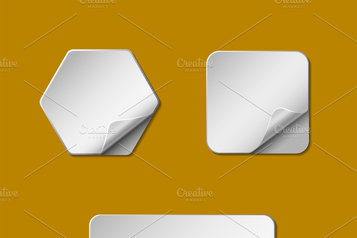 Vector Curly Pages Blank Stickers, a Stationery Template by Watercolor ...