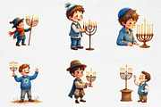 Menorah Boy, Hanukkah Art, Jewish, an Illustration by CrexoraLab (Thumbnail 2 of 5)