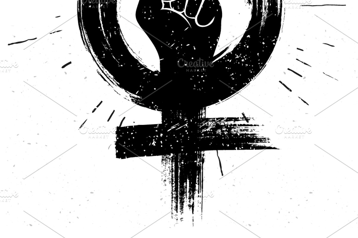 women resist symbol raised fist icon, an Object Illustration by Black White Mouse Design (Photo 3 of 3)