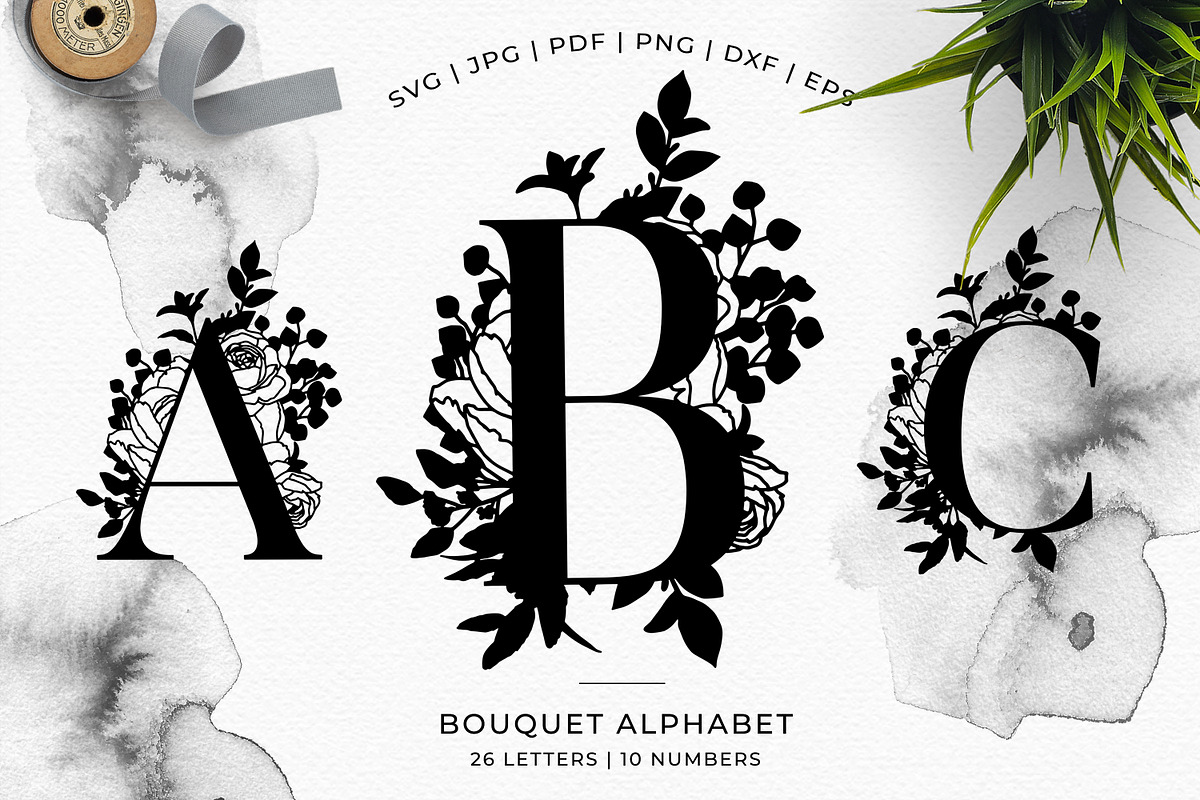 Bouquet Floral Alphabet - Vector SVG, an Object Graphic by Tommy & Tilly Design (Photo 1 of 5)
