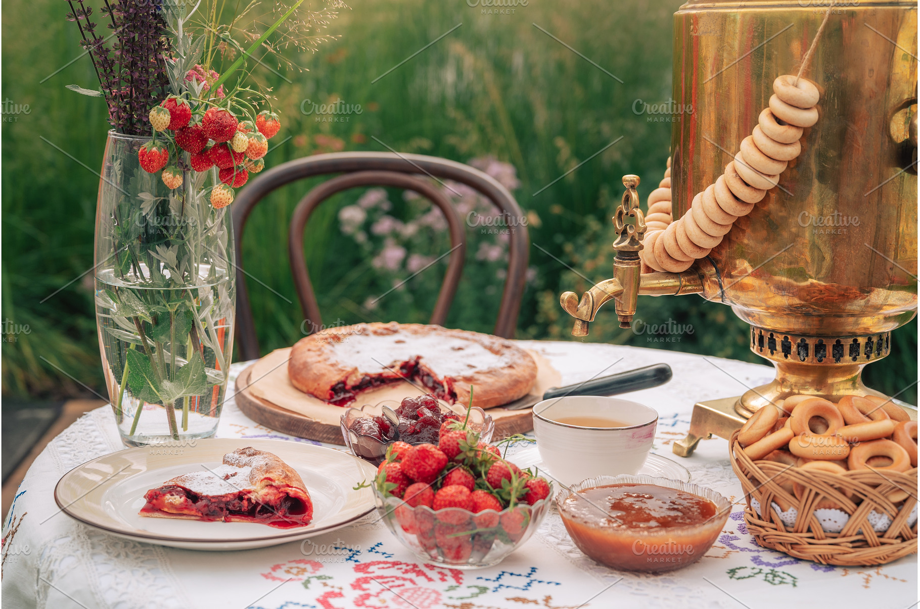 Traditional Outdoor Tea with Samovar, a Food & Drink Photo by Jan Jack Russo Media