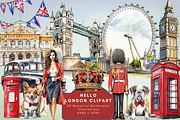 Hello London Watercolor Clipart, an Illustration by NadiaTheronArt (Thumbnail 1 of 5)
