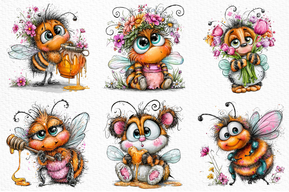 Whimsical Fuzzy Bee PNG Clipart, a Seasonal Illustration by Craft Nest (Photo 4 of 6)