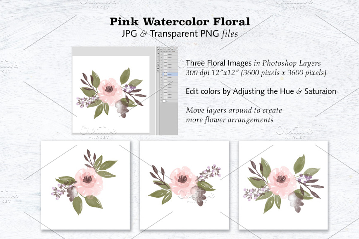 Watercolor Floral Wedding Suite, an Invitation Template by La Bella Rue (Photo 4 of 4)