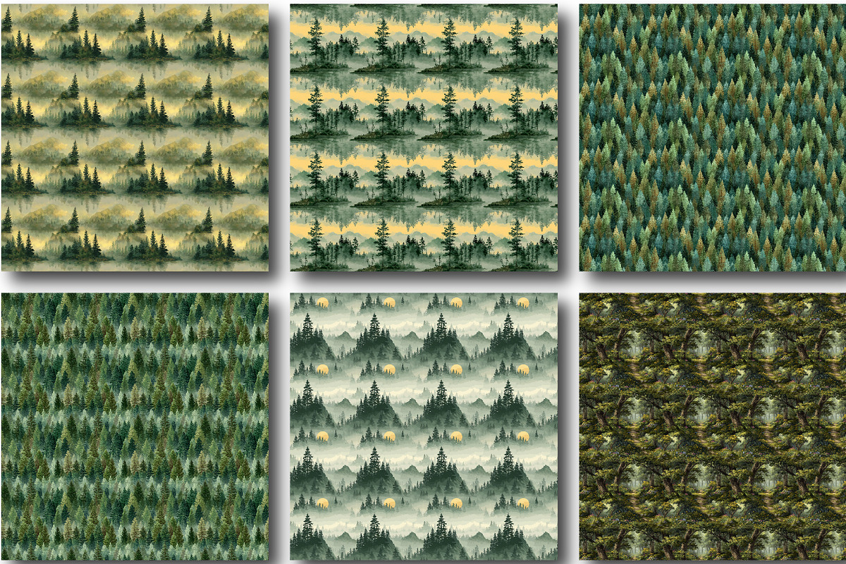 Watercolor Emerald Forest Digital, a Work Illustration by CraftArtStudio (Photo 2 of 4)