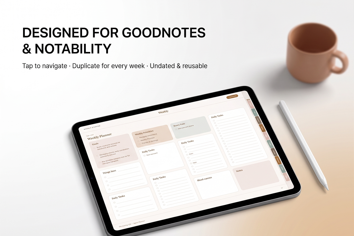 Real Estate Agent GoodNotes Planner, a Books & Magazine Mockup by Modernastic - Canva (Photo 2 of 3)