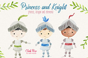Princess & Knight Watercolor Clipart, a Decorative Illustration by LeMagiqueBoutique (Thumbnail 3 of 7)