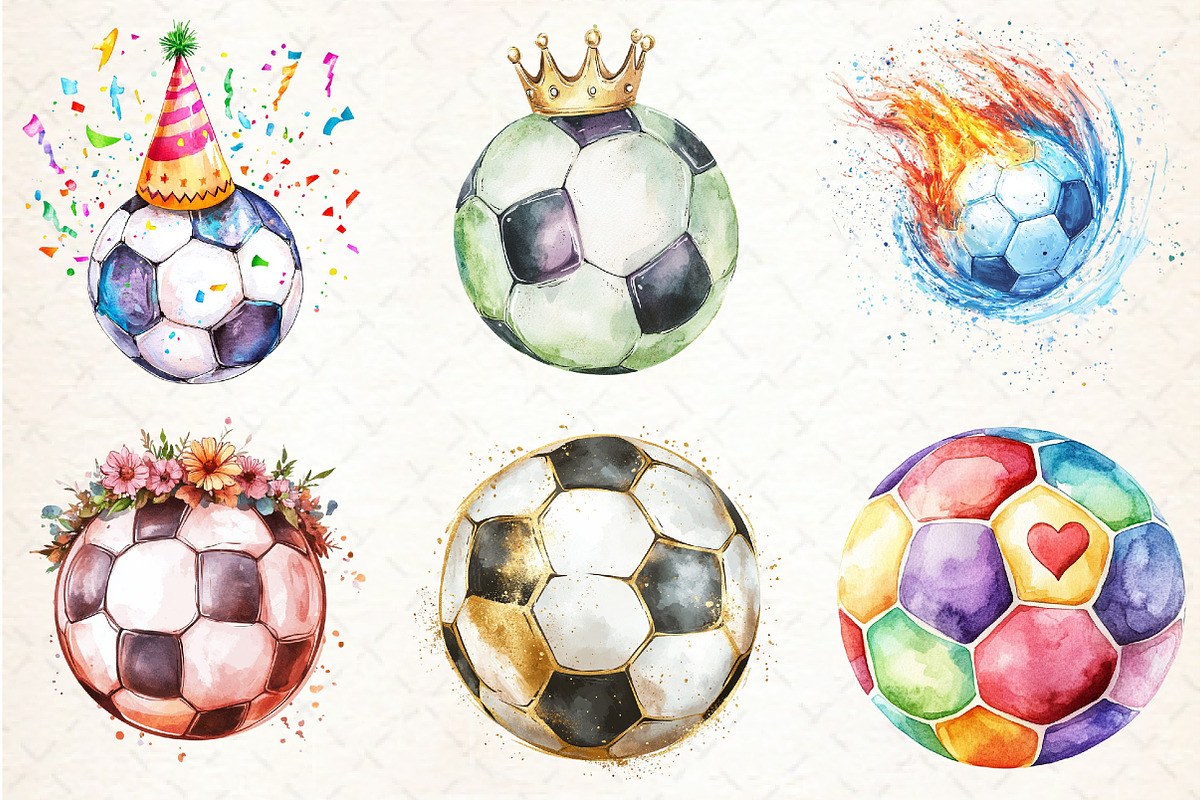 Watercolor Soccer Ball Clipart, an Illustration by Libby Wishes (Photo 2 of 5)