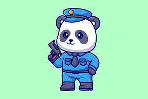 Cute Panda Police Holding Gun, an Animal Illustration by Catalyst Labs