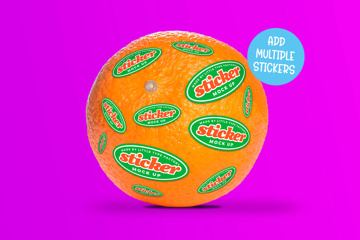 Orange Fruit Sticker/Label Mock Up, a Product Mockup by Little Type Factory (Photo 6 of 7)