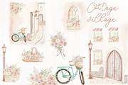 Cottage Village - watercolor clipart, an Illustration by Lolytop Studio (Thumbnail 4 of 7)